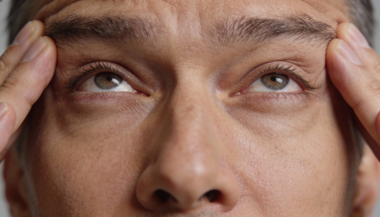 O levantamento do olhar ocorre principalmente pela ativação dos músculos responsáveis por erguer as pálpebras e sustentar as sobrancelhas