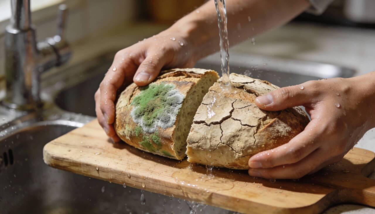 O método de umidade consiste em acrescentar uma pequena quantidade de água ao pão seco e, em seguida, aquecê-lo de forma controlada