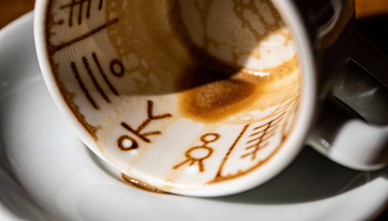 Depois de tomar o café e virar a xícara, o que sobra no fundo e nas paredes são manchas que lembram objetos ou animais