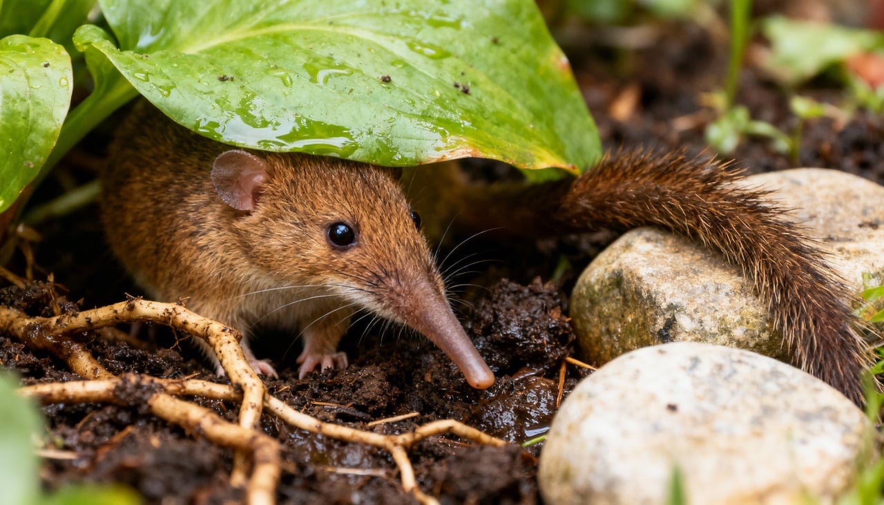 O musaranho possui características físicas marcantes que permitem distingui-lo facilmente de outros pequenos mamíferos – Imagens produzidas com uso de Inteligência Artificial