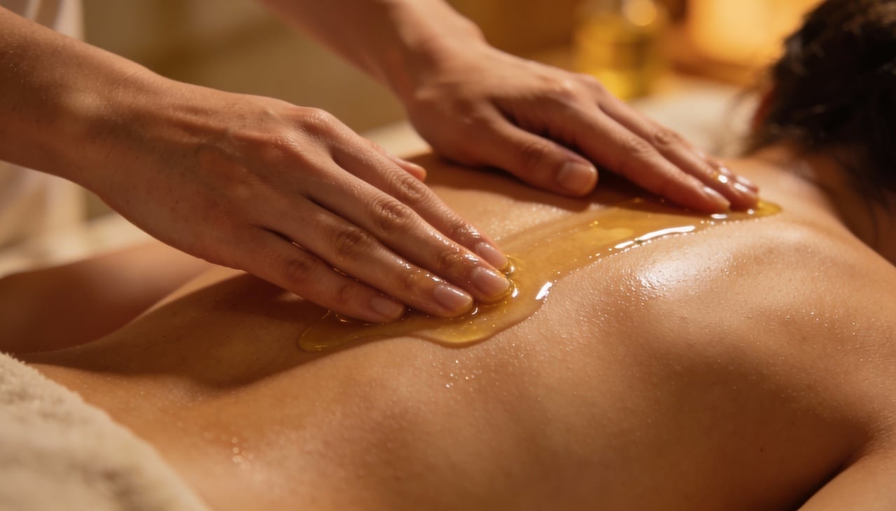 O óleo de massagem relaxante é, em essência, uma mistura de um óleo vegetal de base com, eventualmente, outros componentes que potencializam a sensação de bem-estar