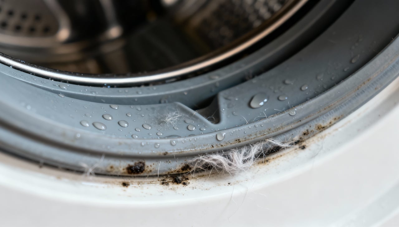 Para eliminar o odor de uma máquina de lavar com mau cheiro, a limpeza precisa atingir as áreas onde o olho não alcança com facilidade – Imagens produzidas com uso de Inteligência Artificial