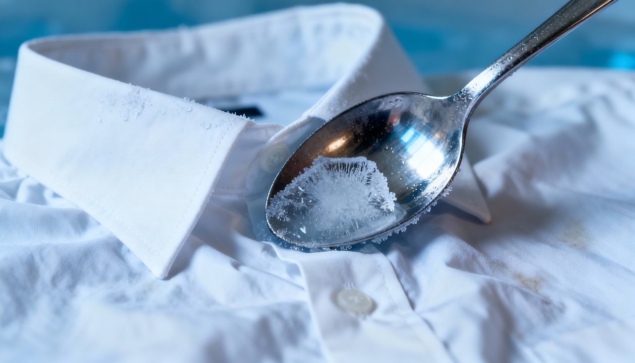 O procedimento consiste em colocar uma colher de metal no freezer por alguns minutos até que esteja bem fria