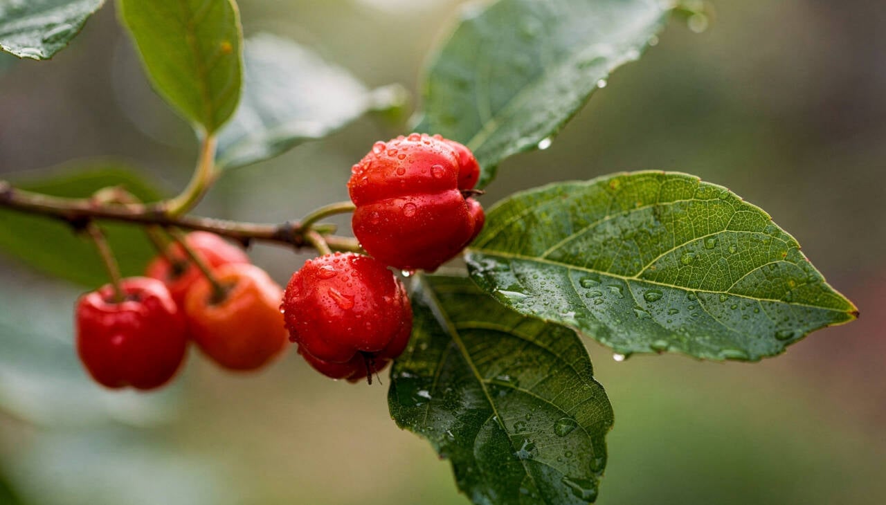 As frutas da aceroleira se destacam pela alta concentração de vitamina C