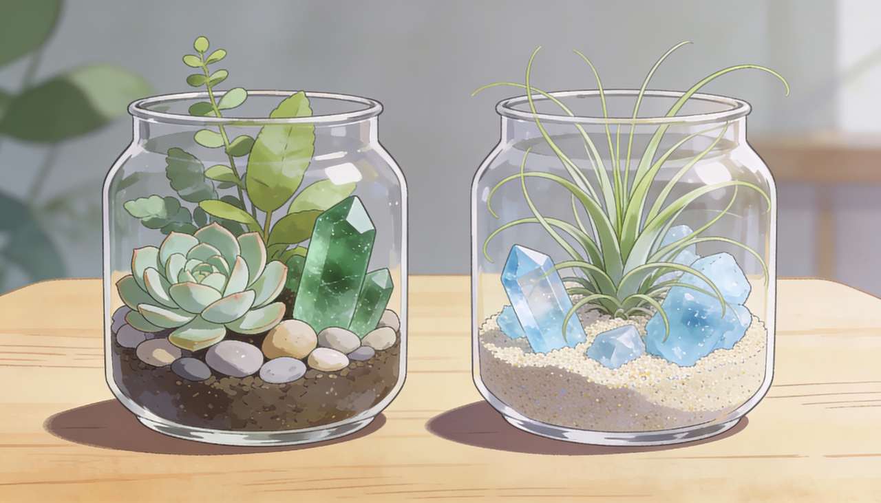 Para os signos de Terra (Touro, Virgem e Capricórnio), o terrário valoriza estabilidade, durabilidade e aspecto natural