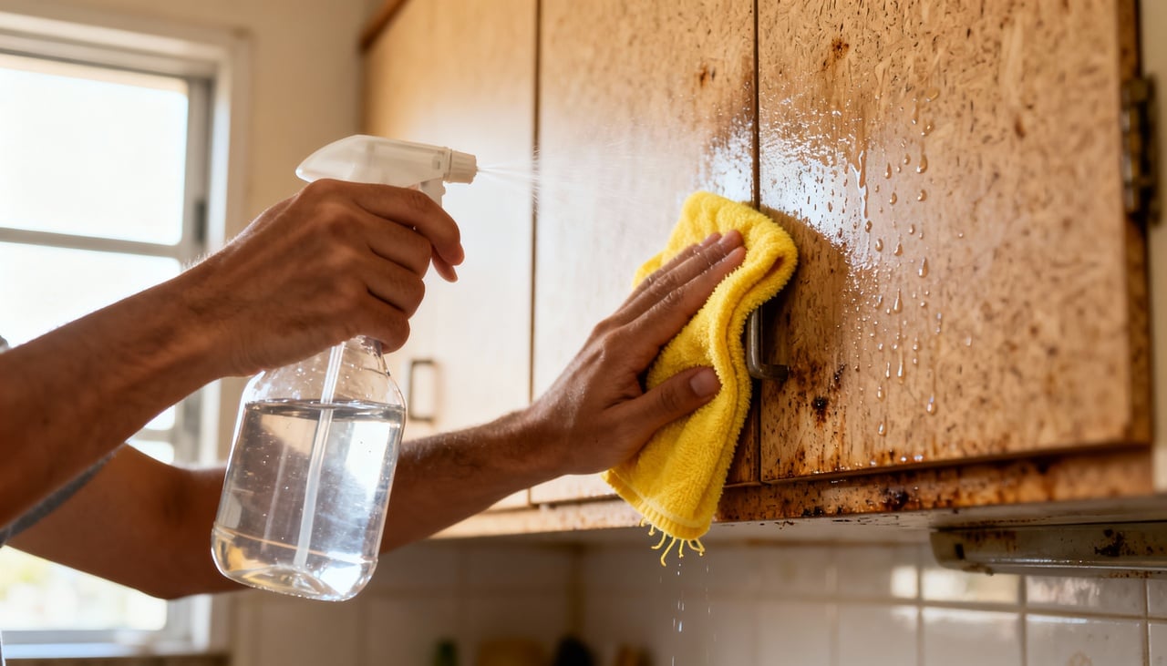 Durante frituras e preparos que envolvem óleos, pequenas partículas gordurosas são liberadas no ar e se dispersam pelo ambiente – Imagens produzidas com uso de Inteligência Artificial