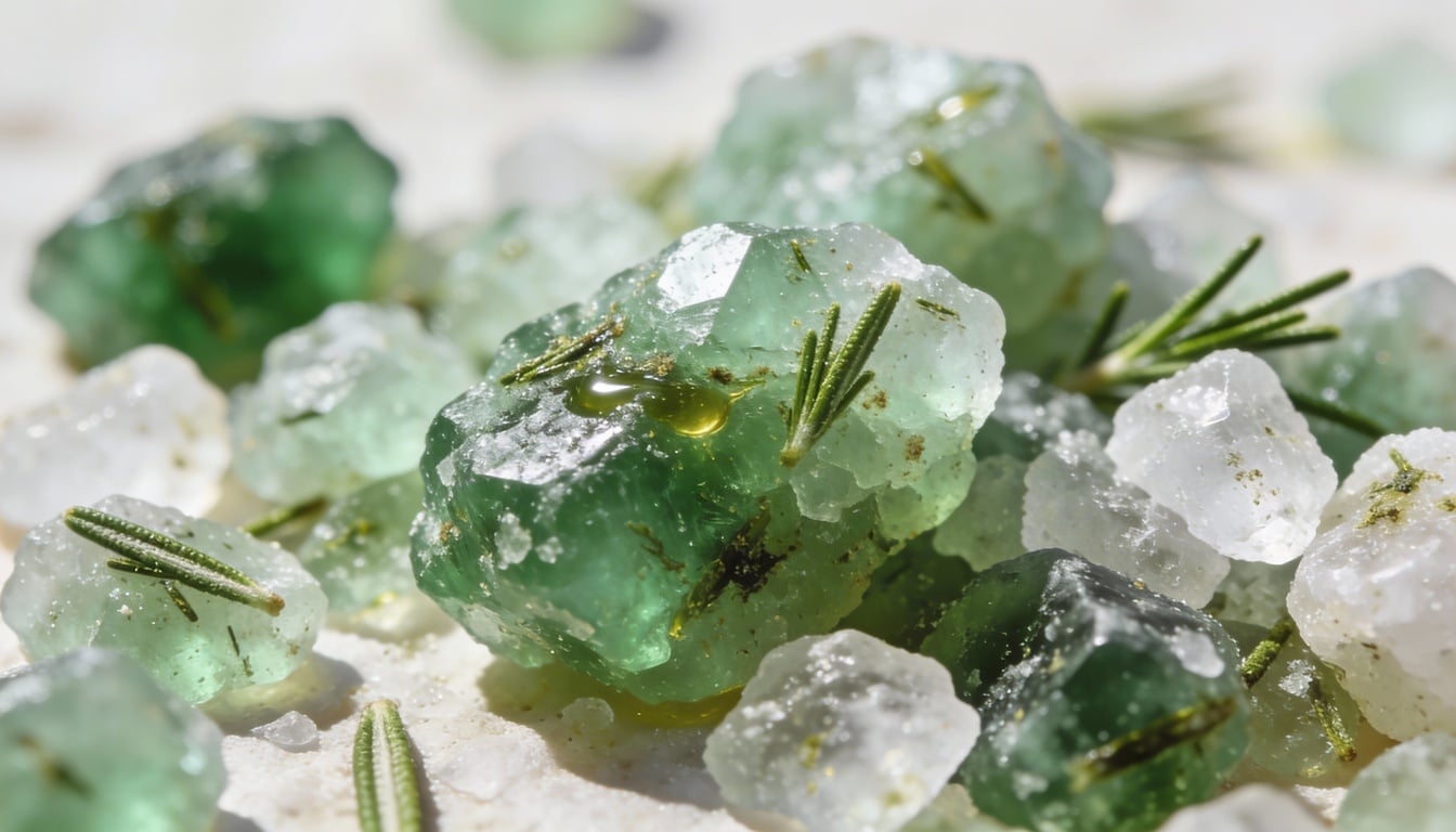 Quando você coloca as folhas de alecrim inteiras no sal, elas permanecem intactas e o aroma que você sente é muito sutil