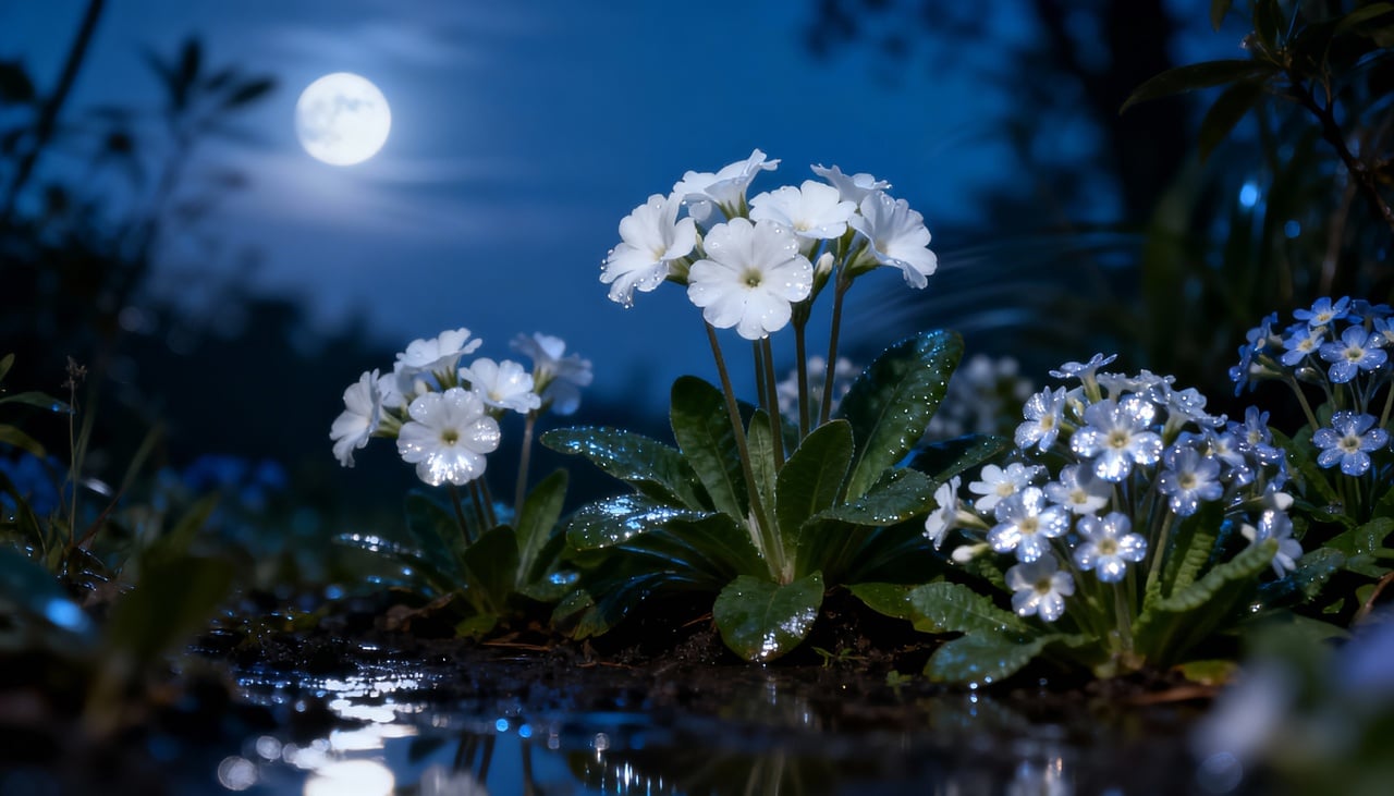 A floração noturna representa uma vantagem evolutiva significativa em ambientes com alta competição por polinizadores diurnos – Imagens produzidas com uso de Inteligência Artificial