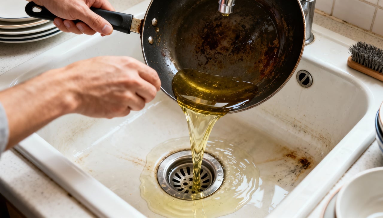 Muitas pessoas acreditam que empurrar a gordura com água fervente e sabão soluciona a questão – Imagens produzidas com uso de Inteligência Artificial