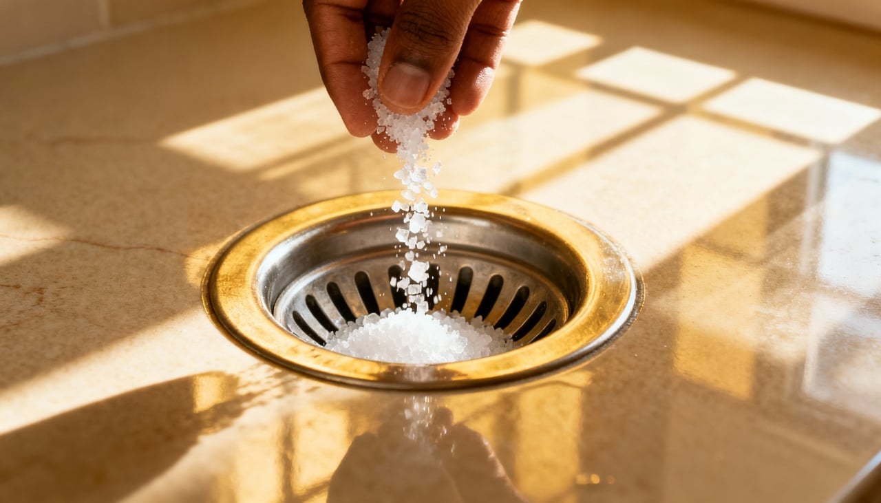 Aplicar sal grosso à noite permite que ele aja mais tempo sem a interferência de água corrente, aumentando sua eficácia