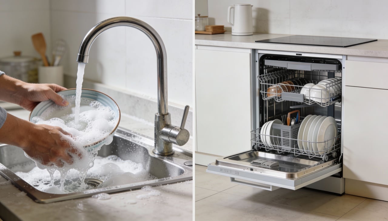 O debate em torno do uso da máquina de lavar louça gira, principalmente, em torno da comparação entre o consumo de água da máquina e o da lavagem manual