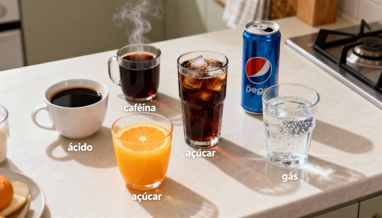 Bebidas carbonatadas, como refrigerantes e água com gás, merecem atenção especial quando ingeridas em jejum