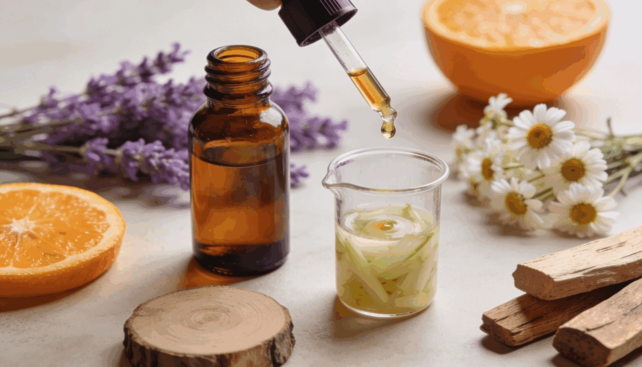 Entre as sinergias mais citadas para apoiar o sono estão aquelas que combinam óleos florais com notas cítricas suaves