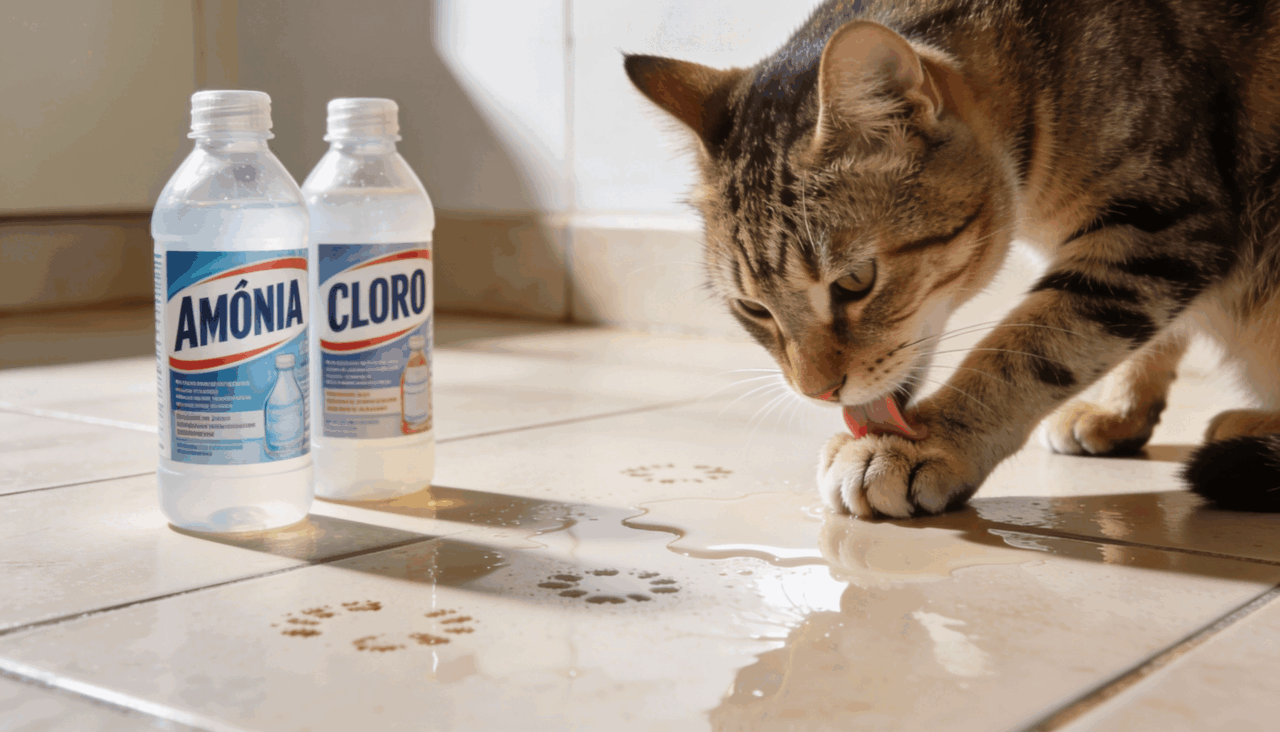 A amônia, comum em limpadores de vidro e piso, é conhecida pelo odor forte e penetrante