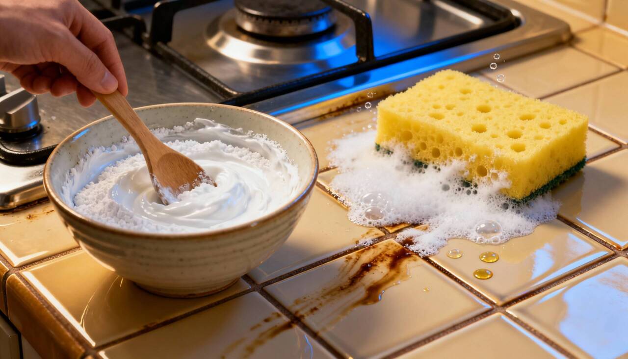 A chamada pasta de bicarbonato e limão para rejunte funciona pela ação conjunta de abrasão suave e reação química – Imagens produzidas com uso de Inteligência Artificial