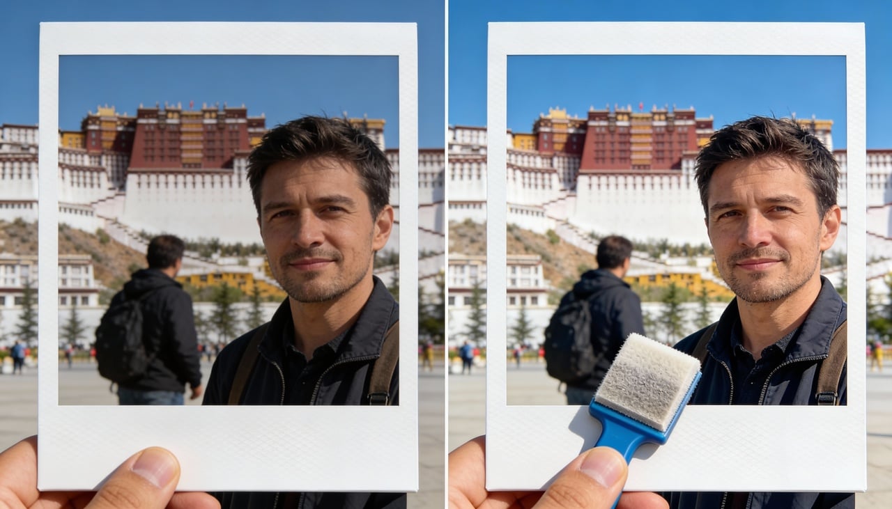 Basta abrir a foto, clicar em editar, procurar pelas ferramentas de IA e circular ou tocar sobre o objeto ou pessoa que você quer eliminar