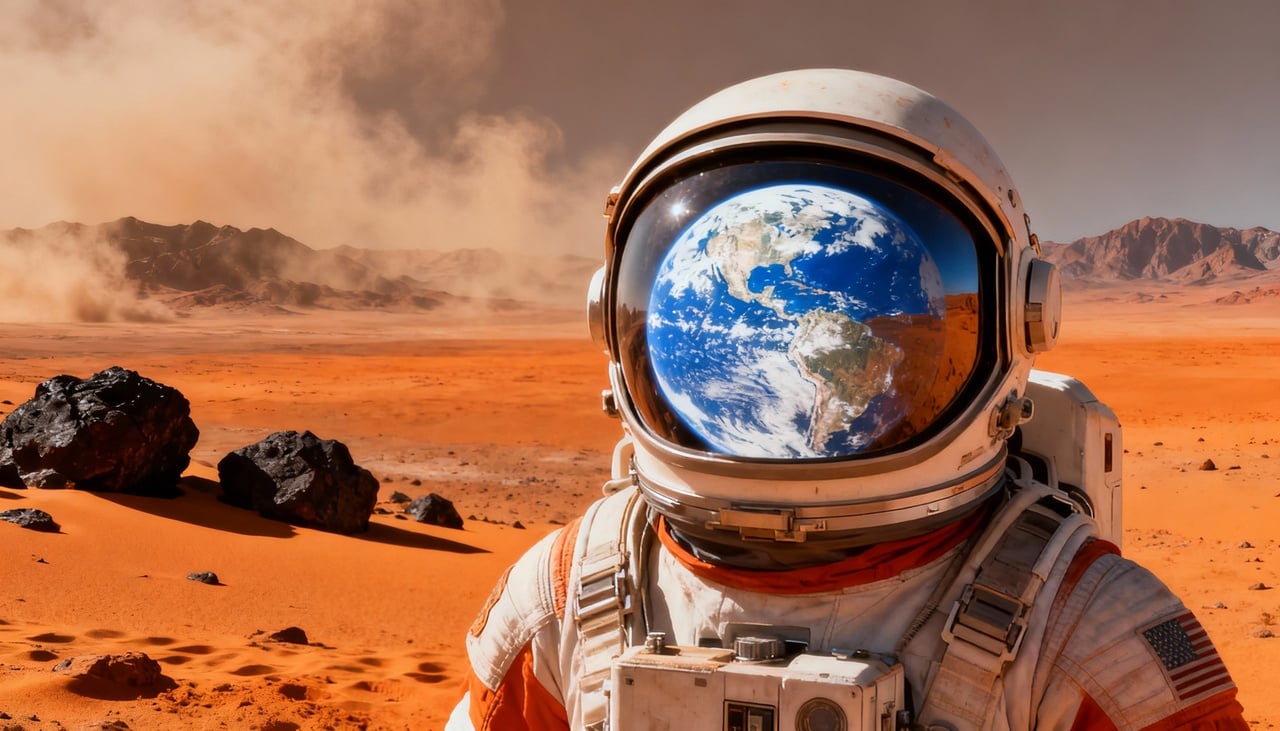 Distâncias astronômicas entre Terra e Marte, exposição prolongada à radiação cósmica letal, necessidade de suprimentos vitais para anos