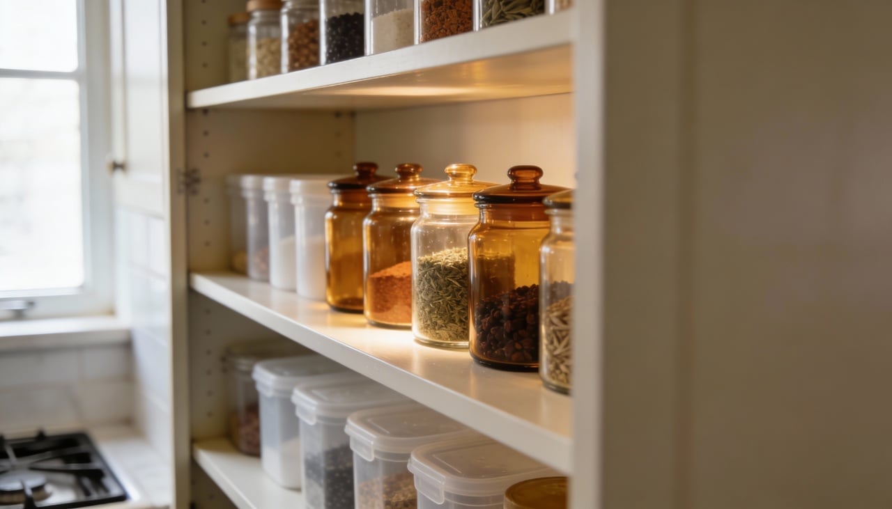 O melhor ambiente para guardar especiarias é um armário fechado, que ofereça proteção contra elementos prejudiciais