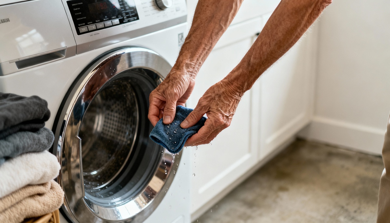 O truque consiste em colocar um pano levemente umedecido junto com as roupas já secas na secadora