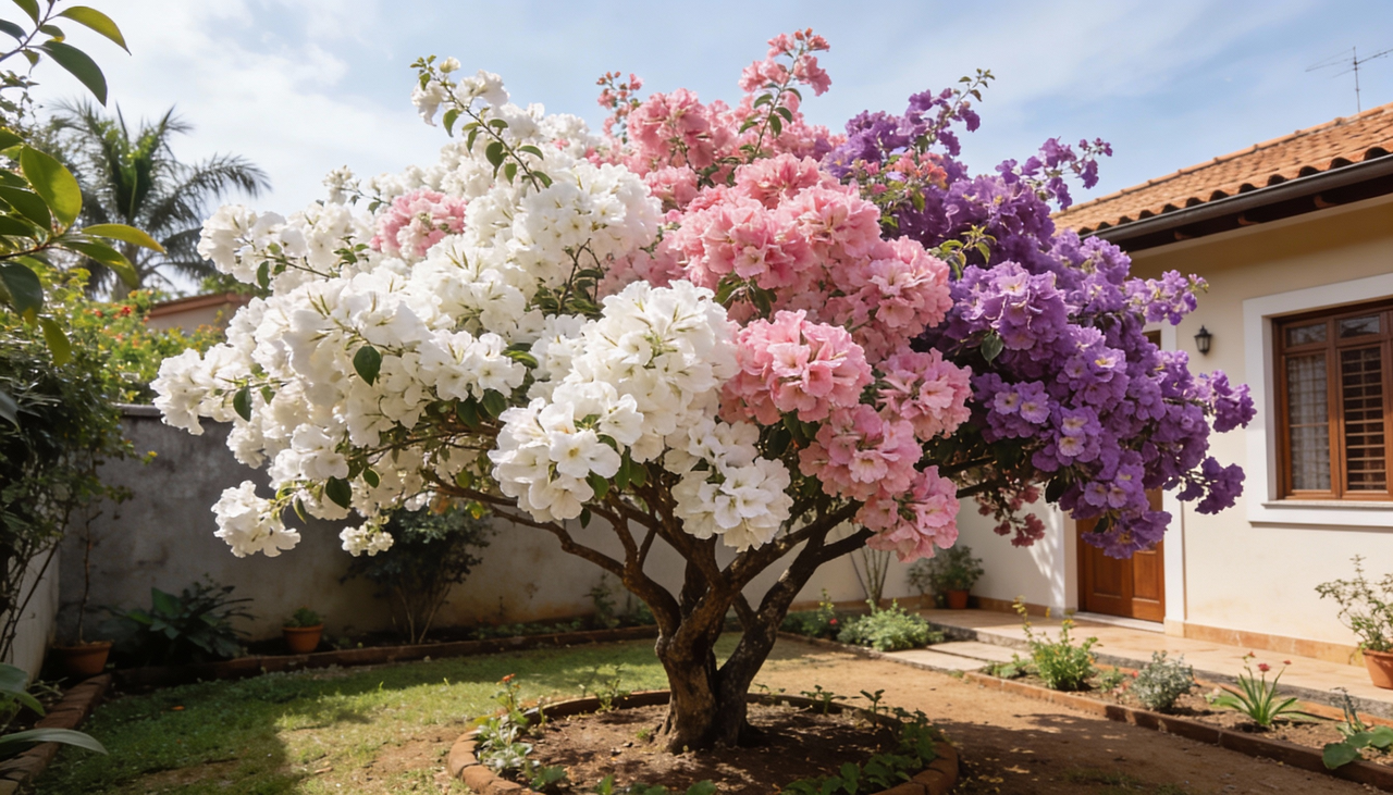 Diferente de outras plantas, o manacá da serra não possui flores de cores variadas por genética, mas sim por um processo de maturação