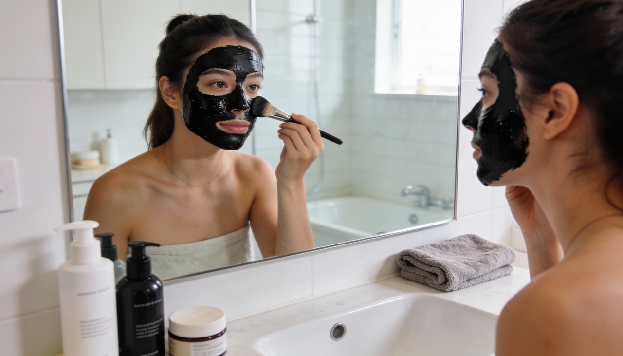 A máscara peel-off de carvão ativado é um preparado caseiro que seca sobre a pele e forma um filme flexível removido em uma única camada