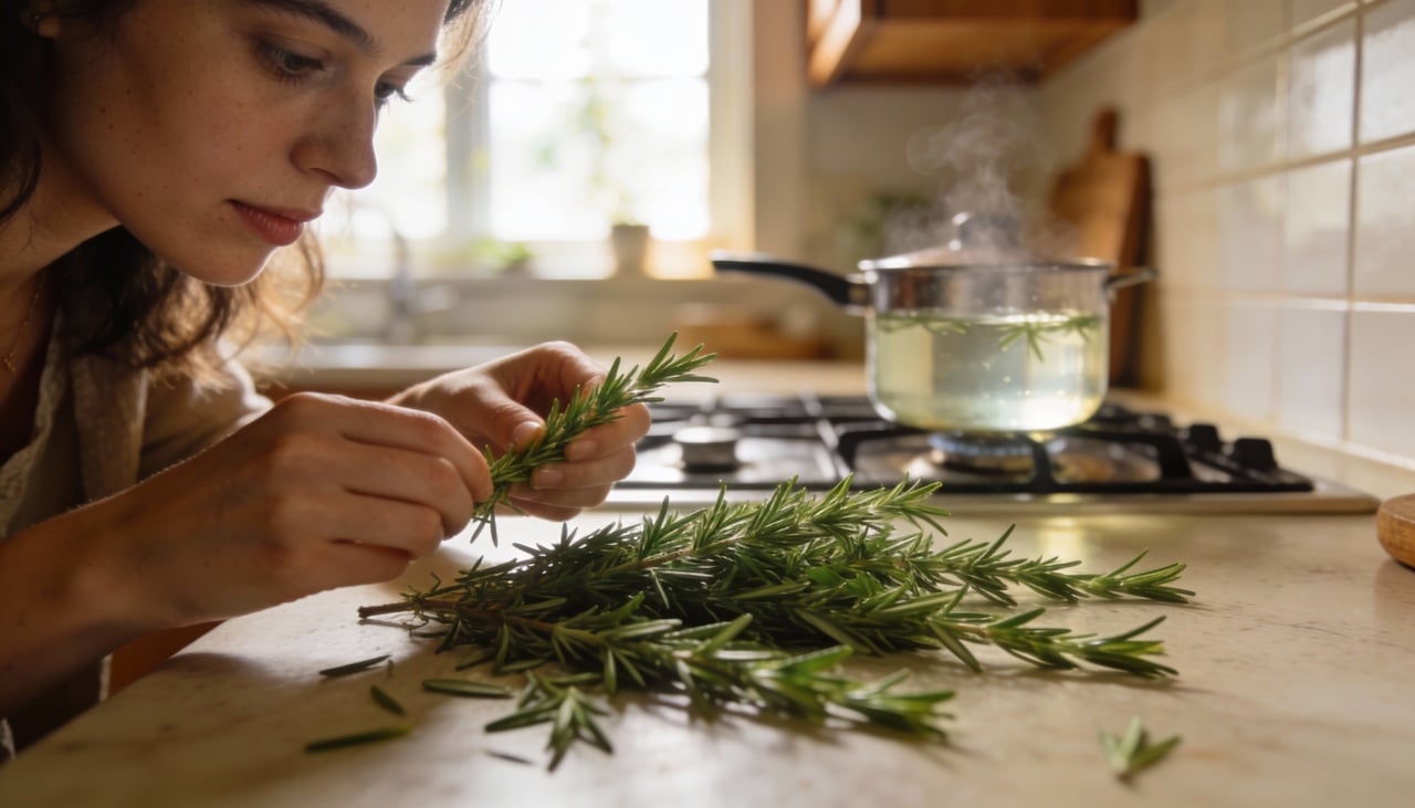 O alecrim é uma erva aromática usada na culinária e na medicina popular, associada a propriedades estimulantes e antioxidantes
