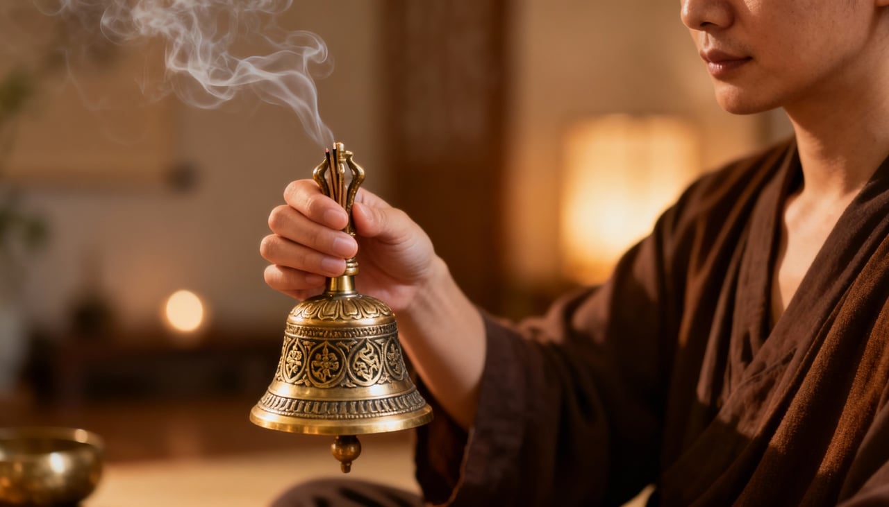 No campo espiritual, o significado de manter sinos em casa está ligado à intenção de proteger o espaço e cuidar do clima energético do ambiente – Imagens produzidas com uso de Inteligência Artificial