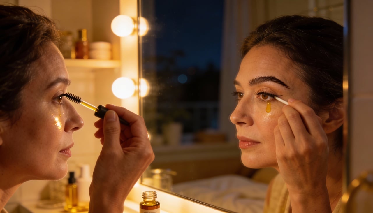 O óleo de rícino para cílios e sobrancelhas é conhecido pela textura densa e pela presença de ácidos graxos, como o ácido ricinoleico