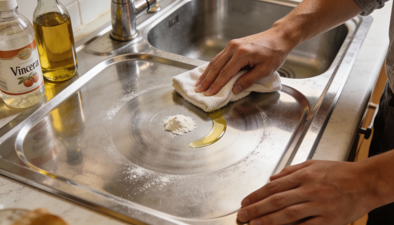 A técnica principal consiste em secar completamente a superfície antes de aplicar o agente de polimento