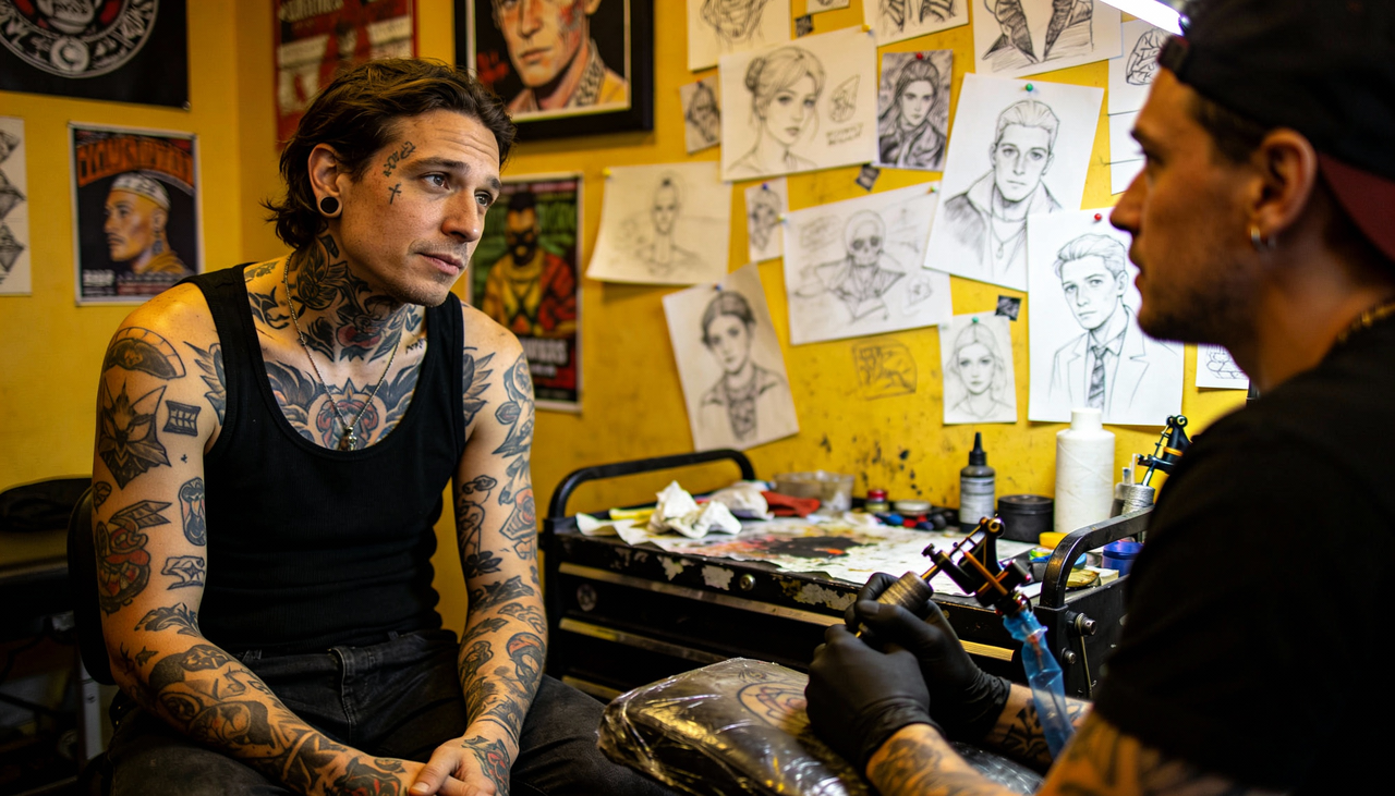 A repetição do gesto de tatuar o corpo costuma estar ligada a uma maneira específica de lidar com o tempo e com a própria história