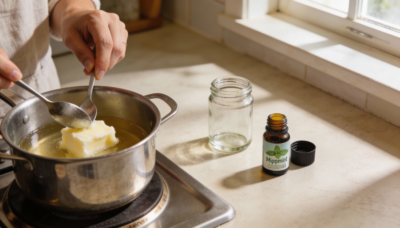 Para preparar um bálsamo labial caseiro, costuma-se seguir um passo a passo simples de derreter, misturar e envasar