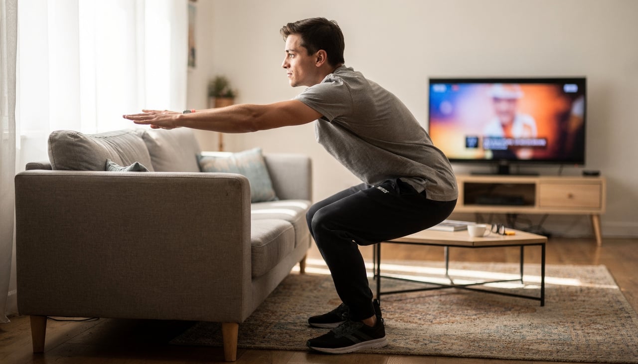 A marcha estacionária é o exercício perfeito para esses momentos, pois você mantém o olhar na tela enquanto simula uma caminhada sem sair do lugar