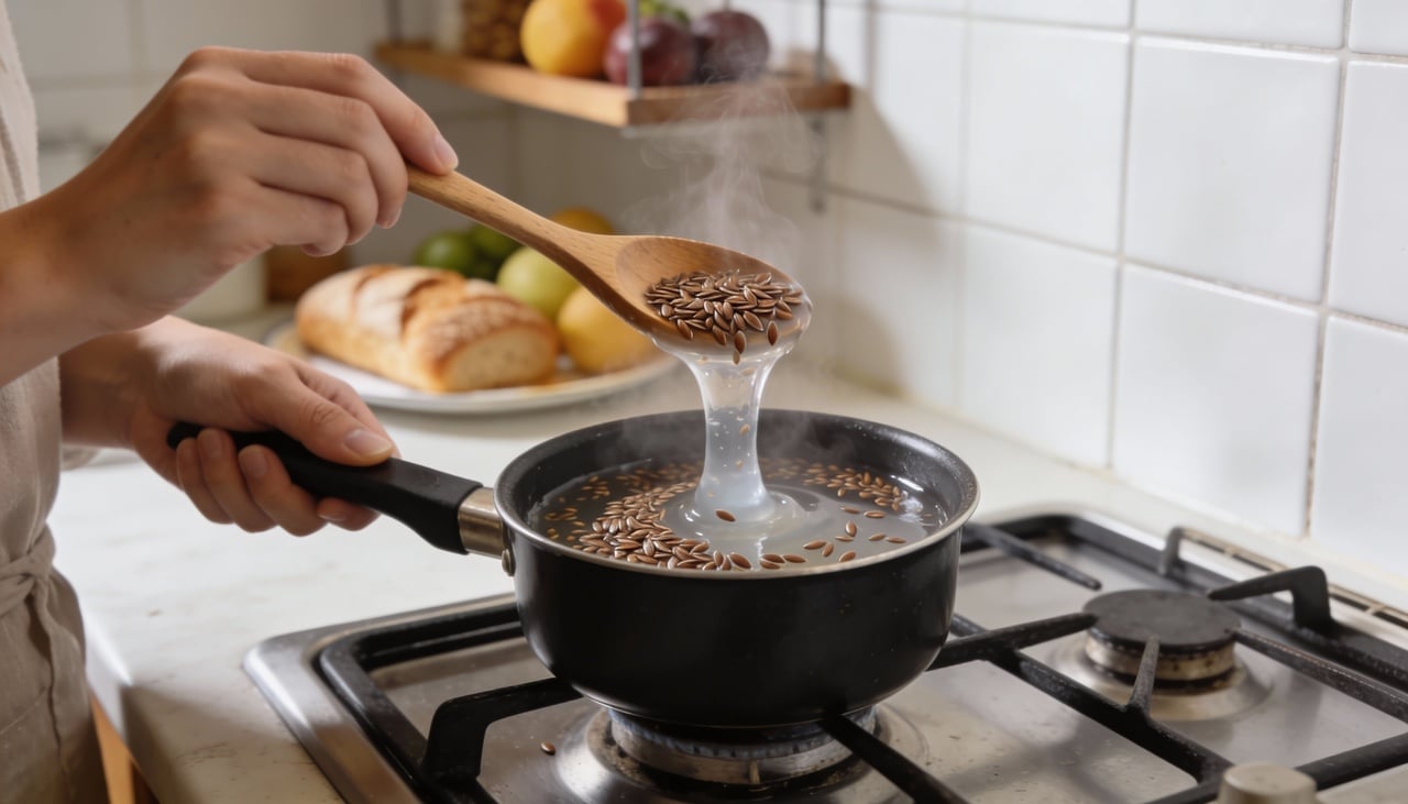 O preparo do gel de linhaça caseiro é simples e exige poucos utensílios de cozinha