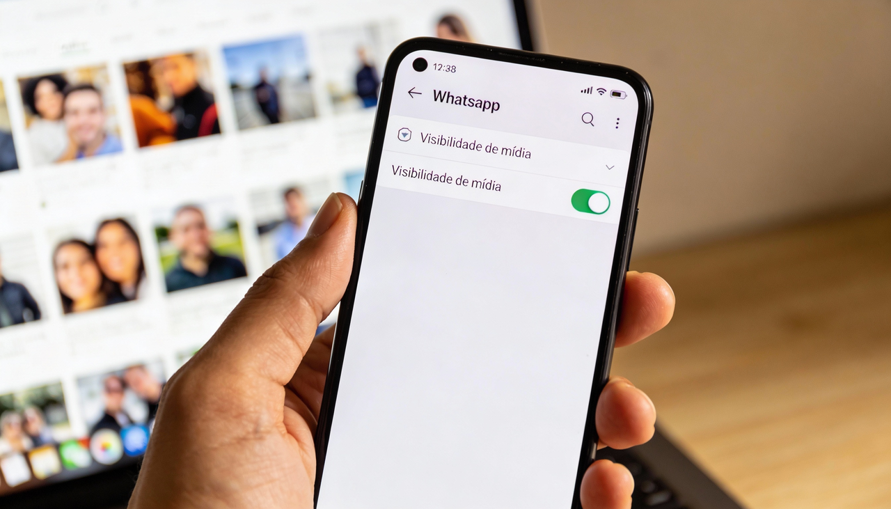 Para resolver isso de forma global, você deve acessar as configurações de conversas e desmarcar a opção de visibilidade de mídia