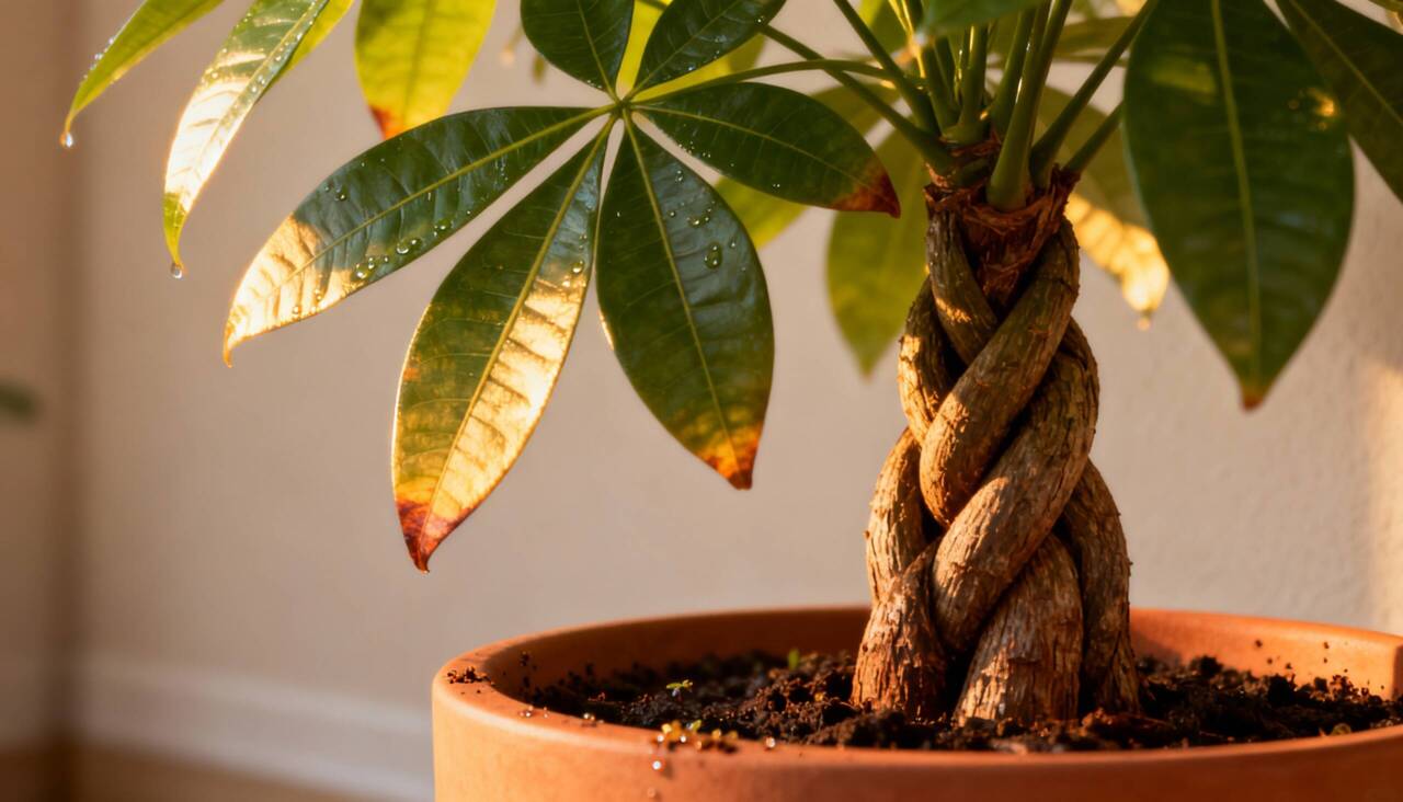 Quando se fala em plantas que atraem dinheiro, a principal referência costuma ser a chamada árvore-do-dinheiro, conhecida cientificamente como Pachira aquatica – Imagens produzidas com uso de Inteligência Artificial