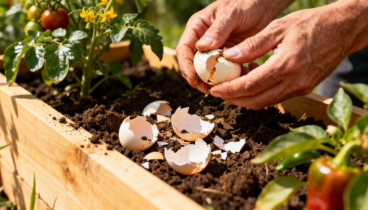Na jardinagem, a casca de ovo é valorizada pelo cálcio e por outros minerais que libera lentamente no solo – Imagens produzidas com uso de Inteligência Artificial