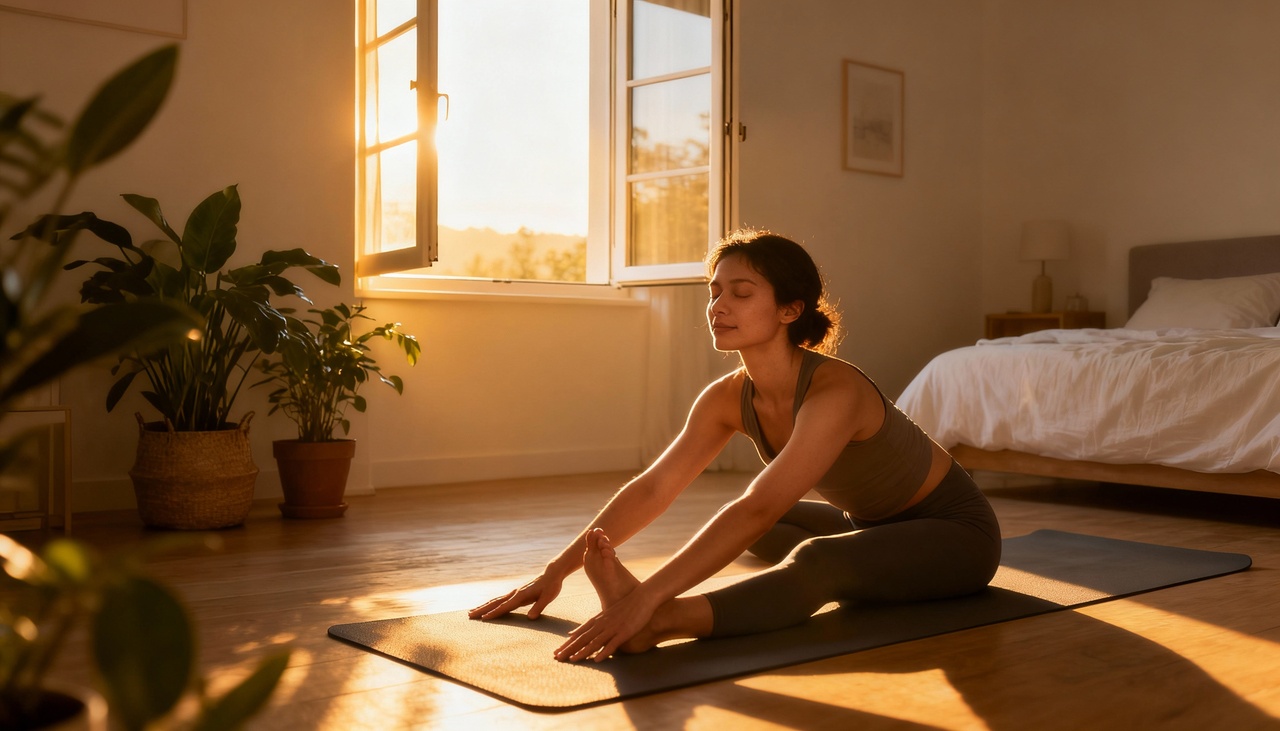 Autocuidado matinal é o conjunto de ações realizadas logo ao acordar para preservar o bem-estar físico, emocional e mental – Imagens produzidas com uso de Inteligência Artificial