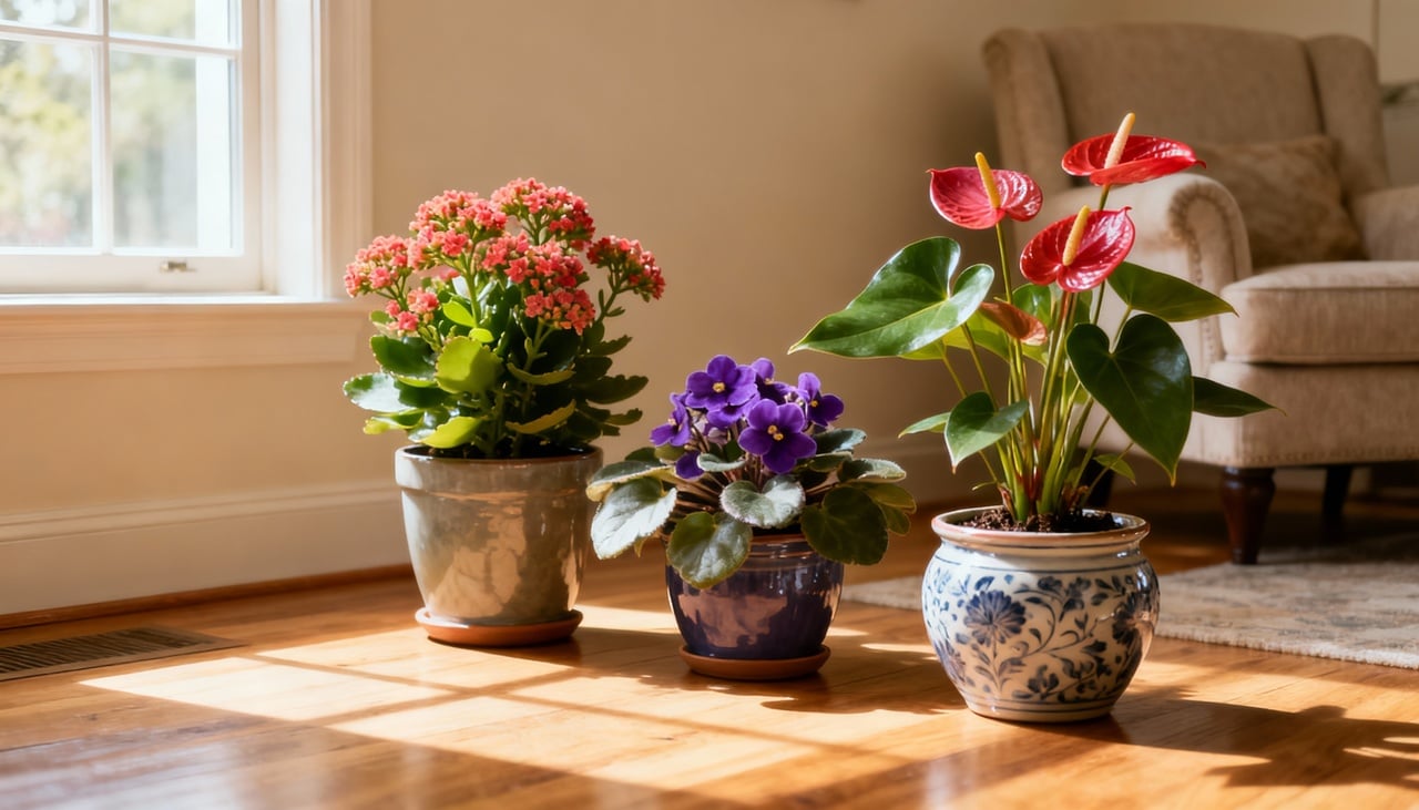 Essas flores de longa duração chamam a atenção pela capacidade de se adaptar a espaços pequenos, como estantes, prateleiras e nichos – Imagens produzidas com uso de Inteligência Artificial