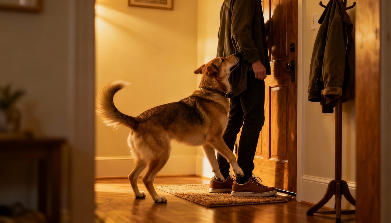 A principal razão para o cachorro cheirar o dono ao chegar em casa está ligada à maneira como os cães processam informações – Imagens produzidas com uso de Inteligência Artificial