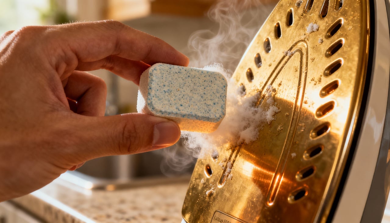 As manchas no ferro costumam surgir quando a base aquecida entra em contato com restos de tecido sintético, poeira, fiapos ou resíduos de produtos de lavanderia – Imagens produzidas com uso de Inteligência Artificial