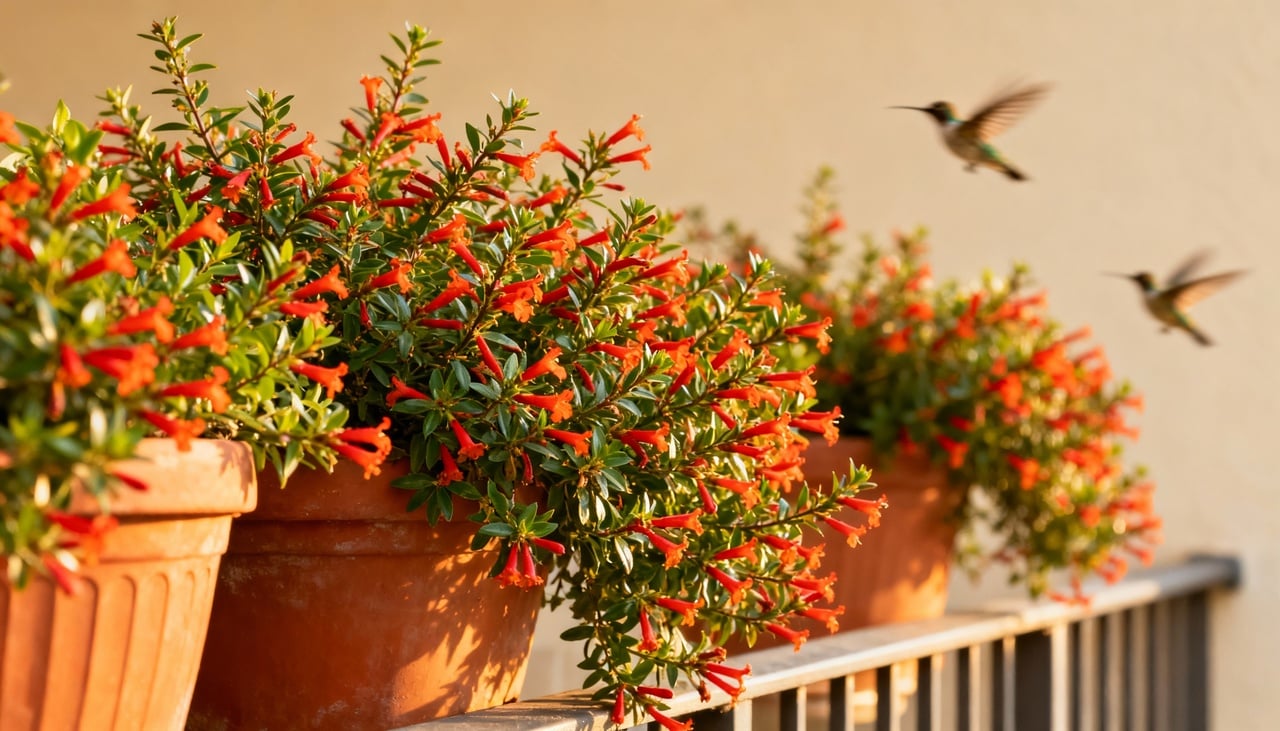 A flor-de-coral é extremamente popular e fácil de encontrar em feiras de jardinagem ou floriculturas simples – Imagens produzidas com uso de Inteligência Artificial