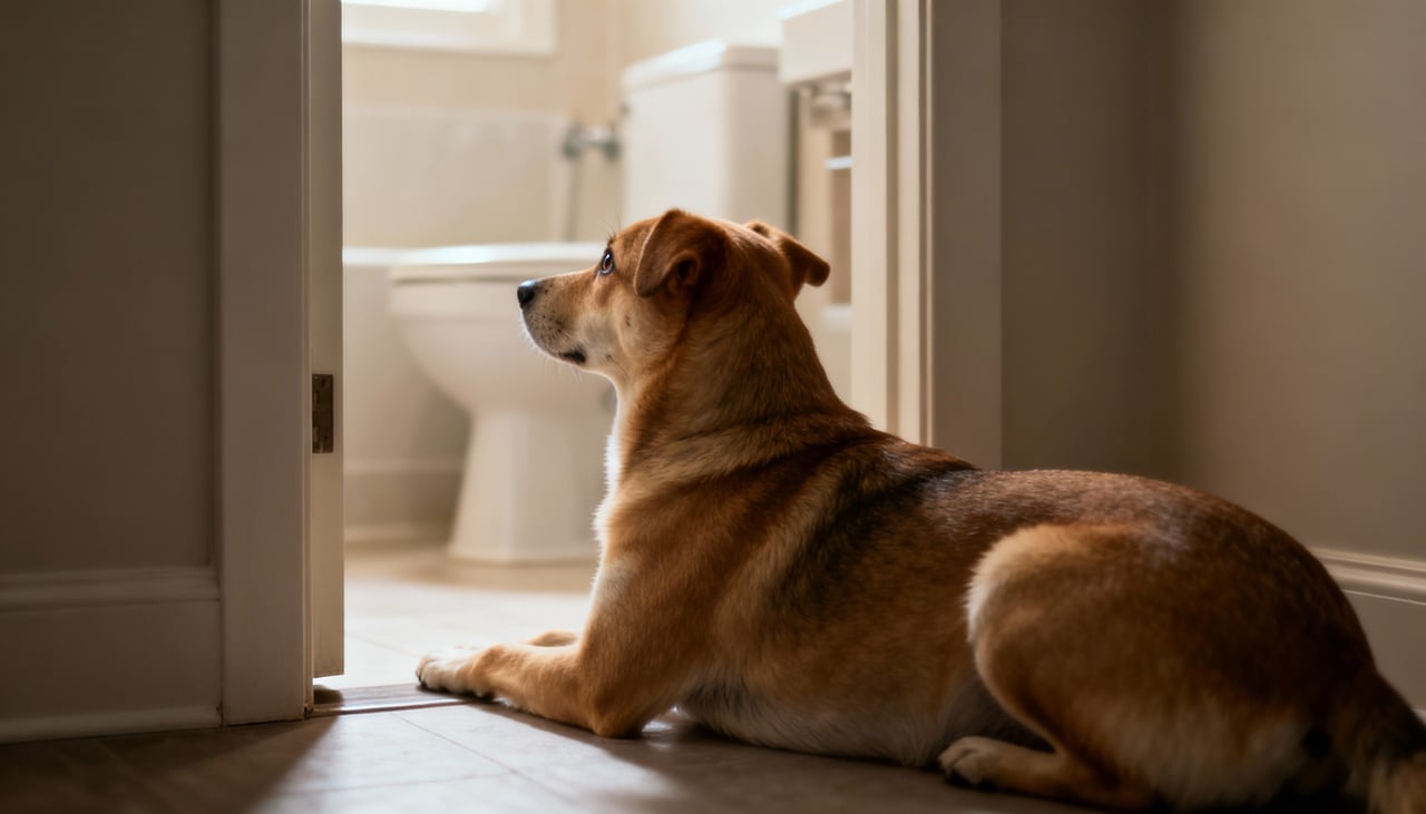 Ao entrar no banheiro e fechar a porta, você cria uma barreira física que o impede de monitorar o ambiente ao seu redor – Imagens produzidas com uso de Inteligência Artificial