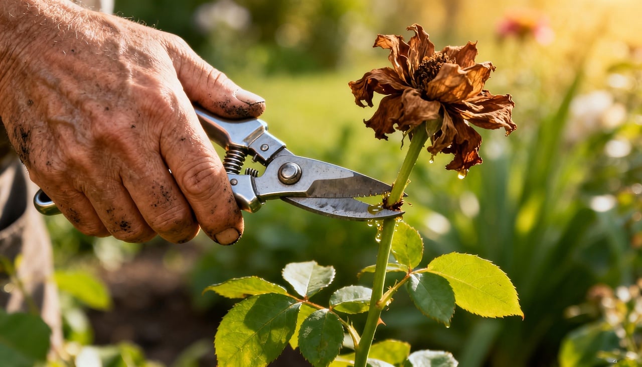 Ao remover partes antigas, a planta entende que precisa garantir sua sobrevivência e reprodução, reagindo com uma floração mais intensa – Imagens produzidas com uso de Inteligência Artificial