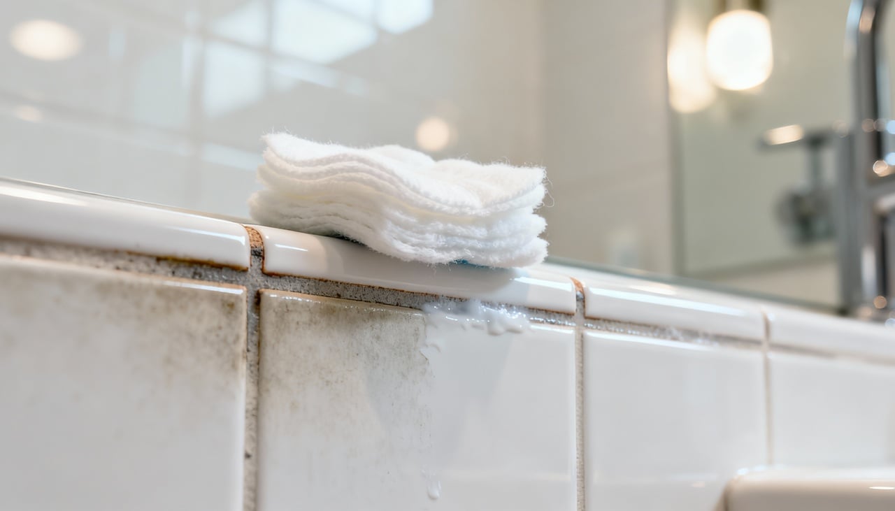 O banheiro, por ser um ambiente quente e úmido, oferece todas as condições para o crescimento rápido do mofo – Imagens produzidas com uso de Inteligência Artificial