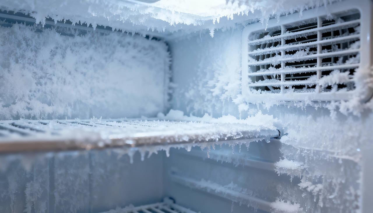 Existem alguns indícios clássicos de temperatura excessiva no freezer que podem ser observados no dia a dia – Imagens produzidas com uso de Inteligência Artificial