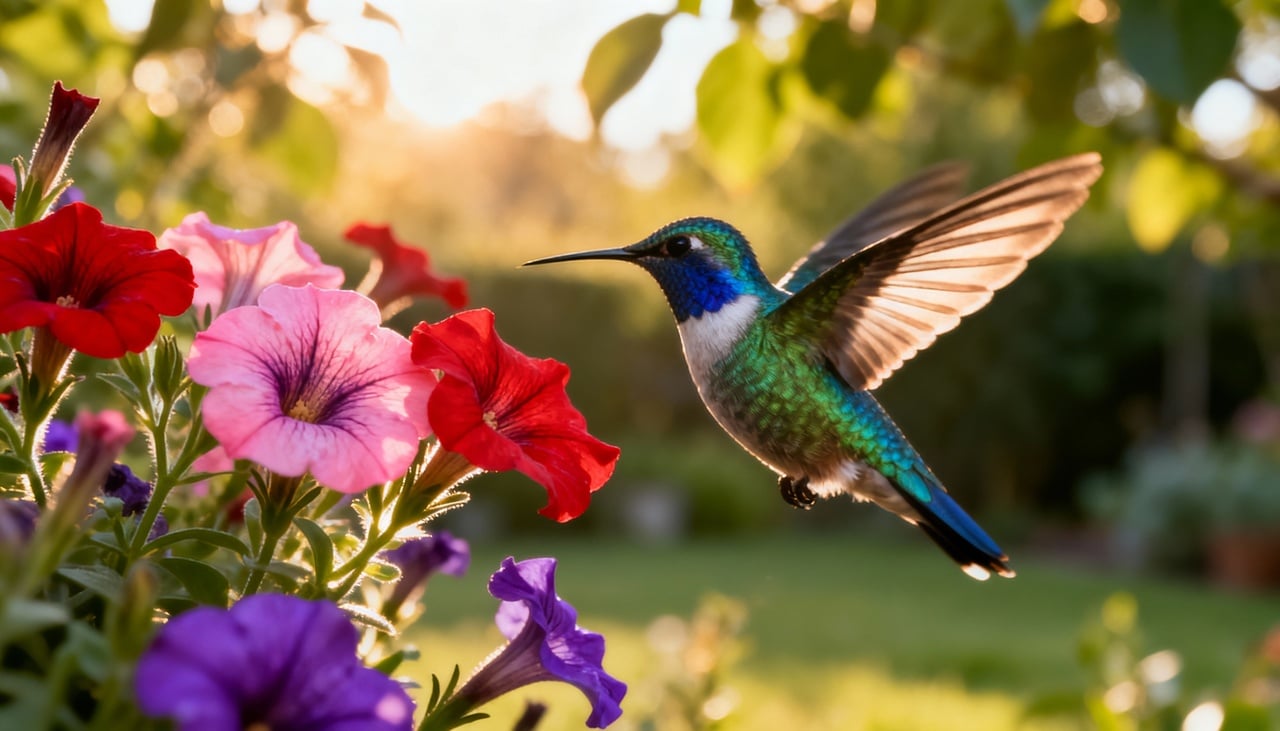 No Feng Shui, o colibri está ligado principalmente à boa sorte, à alegria serena e à capacidade de encontrar nutrição em situações simples – Imagens produzidas com uso de Inteligência Artificial