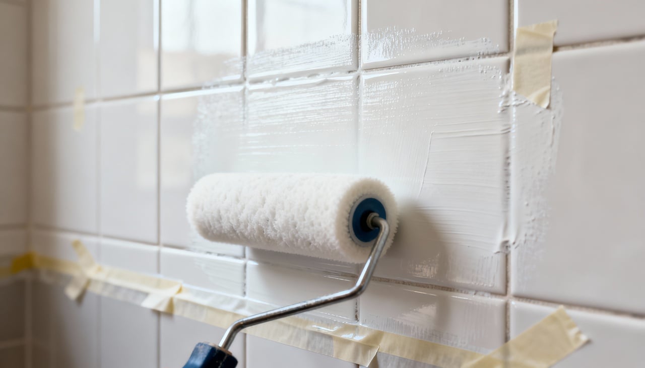 O sucesso da pintura de azulejos depende diretamente da escolha do material, já que essa superfície é lisa e pouco aderente – Imagens produzidas com uso de Inteligência Artificial