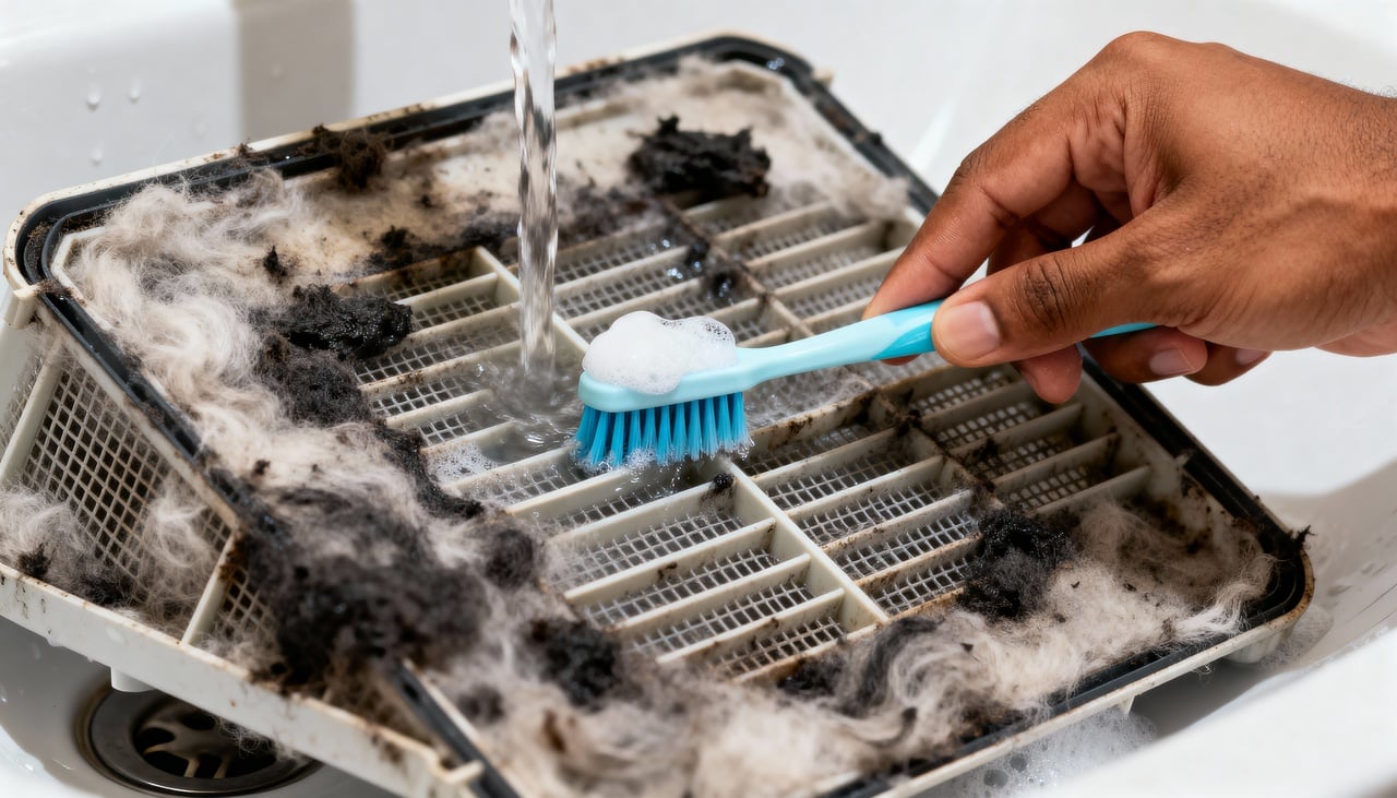 O filtro de fiapos, também chamado de filtro de tela ou de drenagem, tem uma função vital – Imagens produzidas com uso de Inteligência Artificial