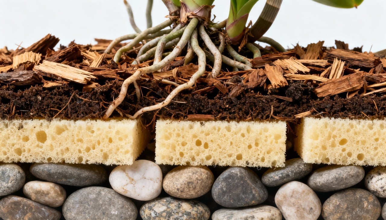 As orquídeas, em seu habitat natural, são plantas epífitas, ou seja, vivem agarradas a troncos de árvores, com as raízes expostas – Imagens produzidas com uso de Inteligência Artificial