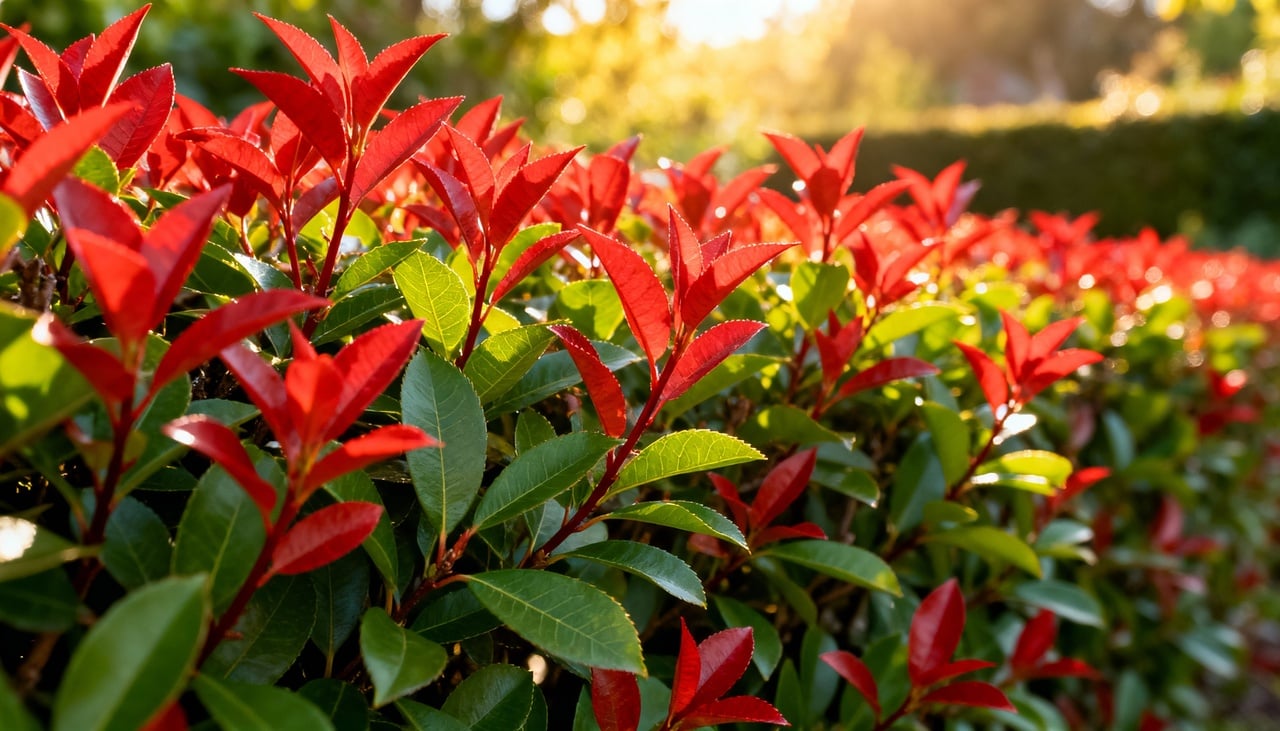 O fenômeno cromático da Photinia ocorre através de pigmentos antocianinas concentrados nos tecidos vegetais jovens